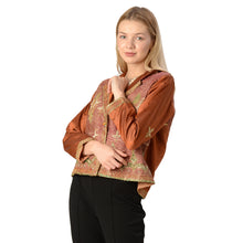 Load image into Gallery viewer, Limited Edition Sanskriti India Short Blazer Upcycled Bronze Jacket Free Size
