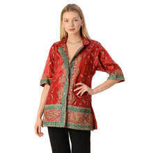 Load image into Gallery viewer, Limited Edition Sanskriti India Red Green Upcycled Blazer
