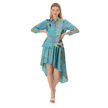 Load image into Gallery viewer, Limited Edition Sanskriti India Pure Crepe Blue Shirt And Skirt Co-Ord Set
