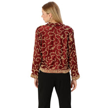 Load image into Gallery viewer, Limited Edition Sanskriti India Red Short Blazer Upcycled Satin Jacket Free Size
