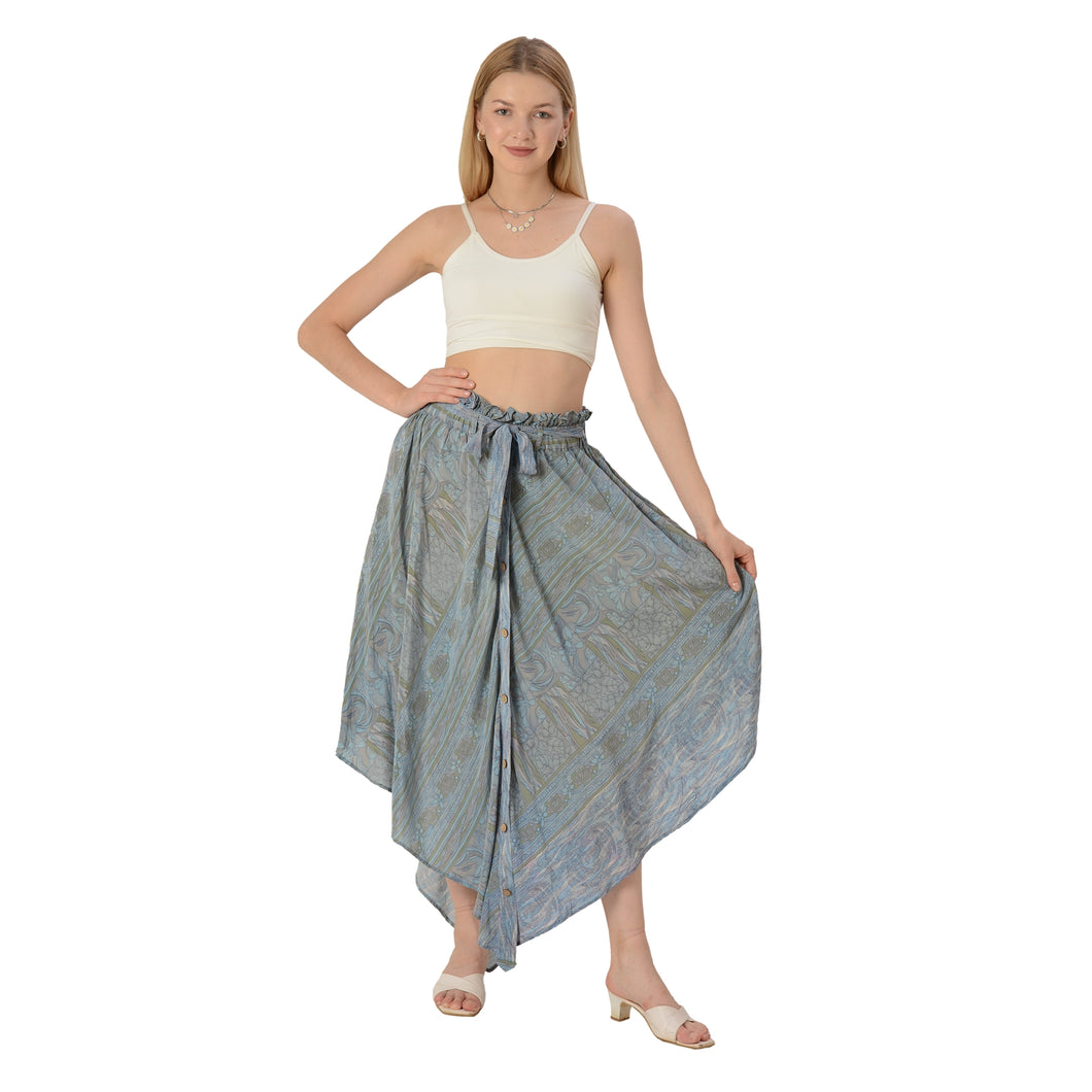 Limited Edition Sanskriti India High Low Skirt Pure Crepe Silk Printed, Upcycled