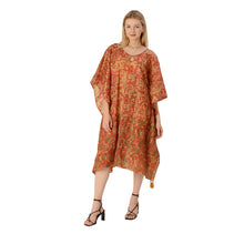 Load image into Gallery viewer, Limited Edition Sanskriti India Keyhole Kaftan Pure Silk Upcycled Dress FreeSize

