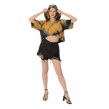 Load image into Gallery viewer, Limited Edition Sanskriti India Hooded Crop Top Upcycled Pure Crepe Silk Blouse
