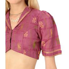 Load image into Gallery viewer, Limited Edition Sanskriti India Upcycled Woven And Zari Puff Sleeve Blouse
