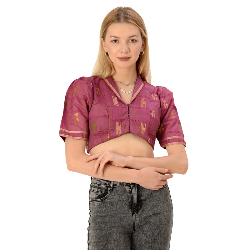 Sanskriti Vintage Limited Edition Sari Blouse Upcycled Zari Woven Pure Silk Top upholstery fabric