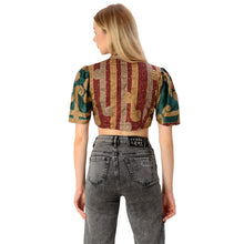 Load image into Gallery viewer, Limited Edition Sanskriti India Puff Sleeve Blouse Upcycled Kantha Crop Top
