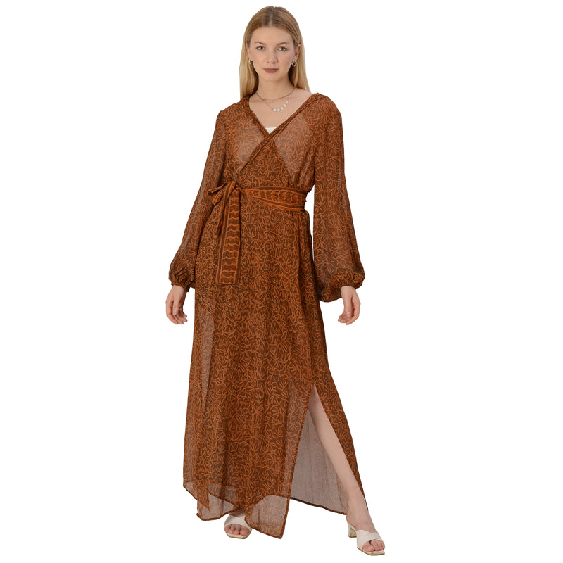 Платье Sanskriti Vintage Limited Edition с капюшоном и переработанным чистым шелком-жоржетом