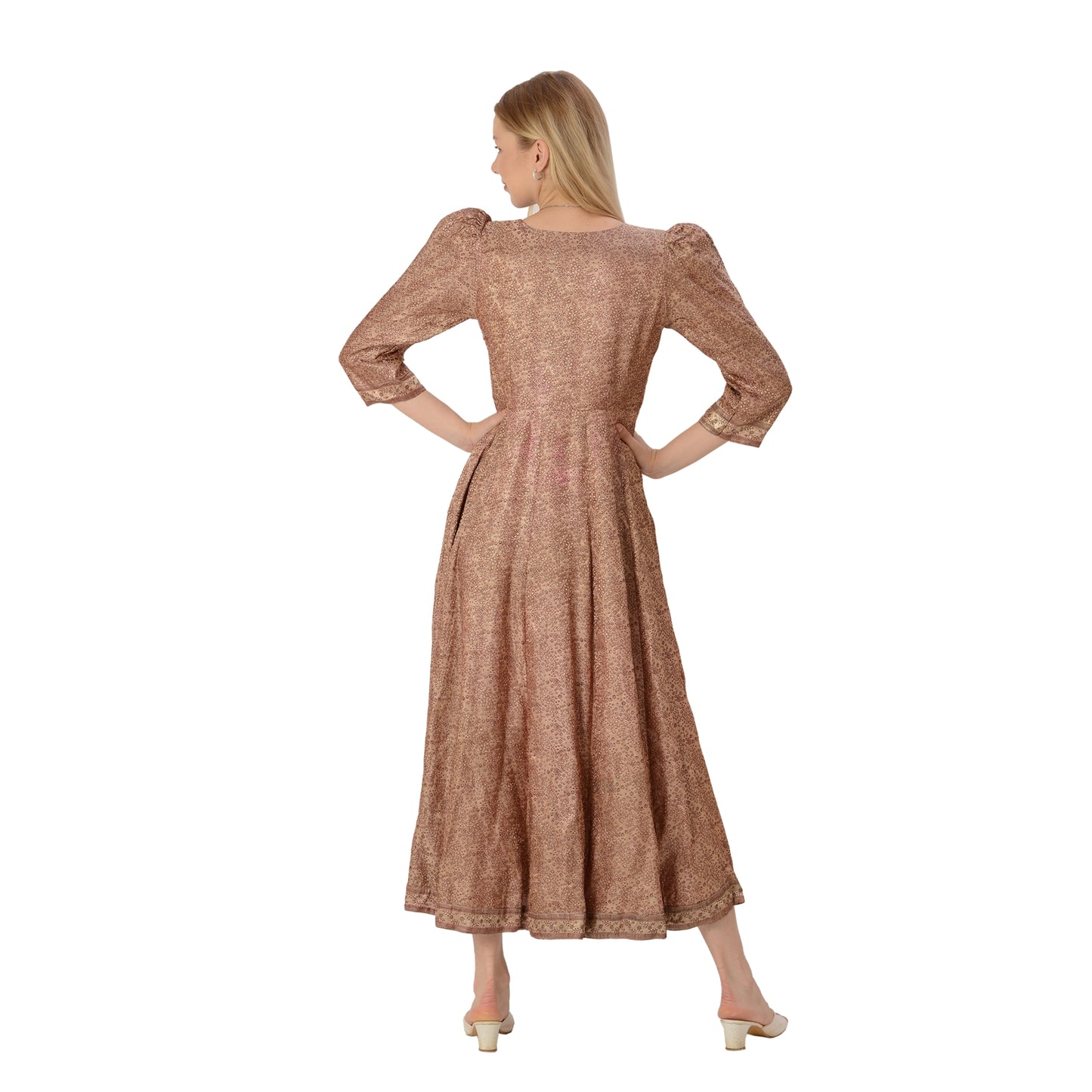 Sanskriti Vintage Limited Edition Upcycled Rose Gold Brocade Zari Work