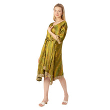 Load image into Gallery viewer, Limited Edition Sanskriti India Upcycled Pure Satin Metallic Zardozi Wrap Dress
