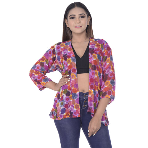 Sanskriti 100% Pure Georgette Circular Printed Short Shrug Casual/Beach Wear