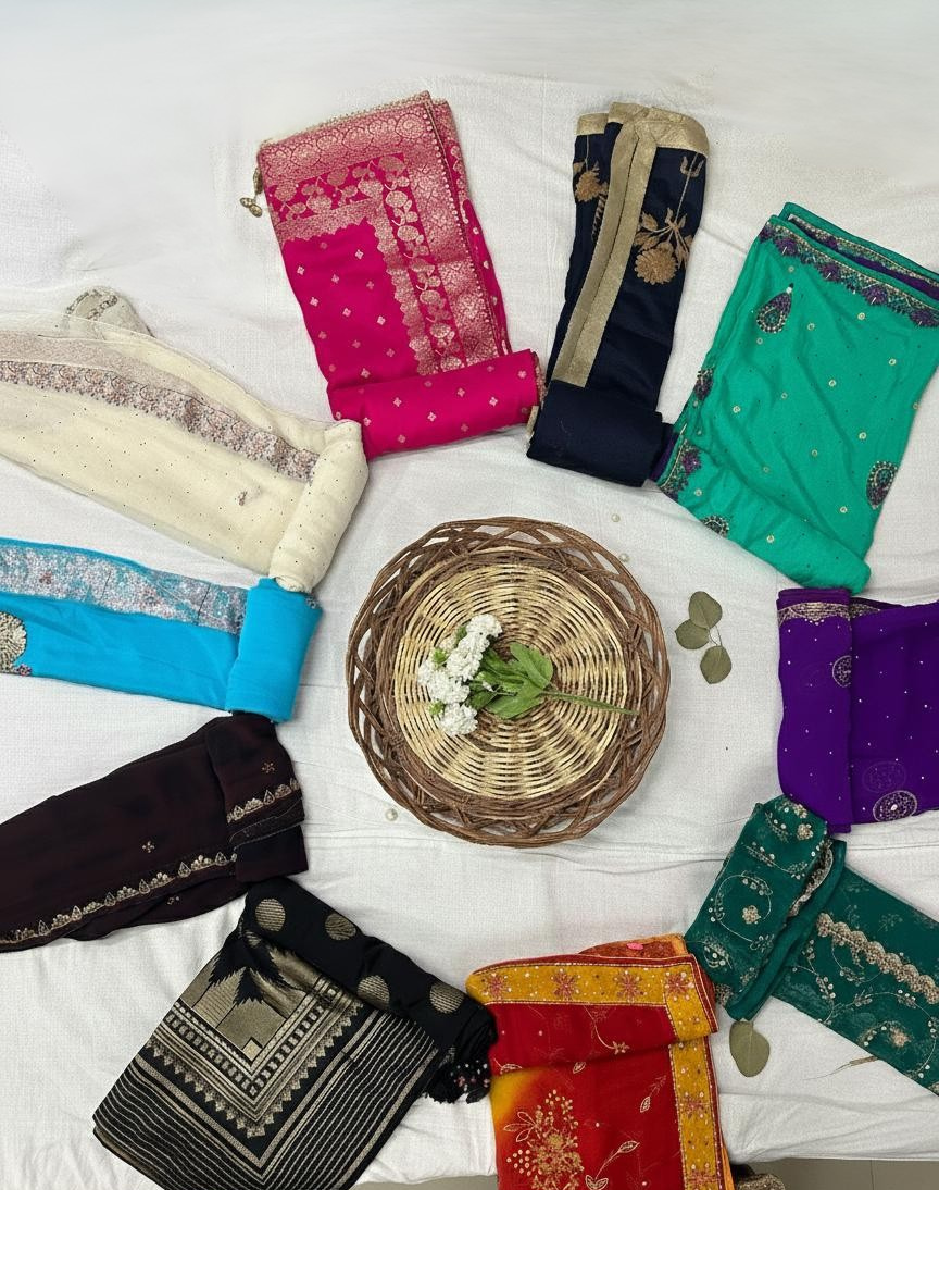 Sustainable Bulk Sarees Fabric - Sanskriti Vintage Recycled Georgette Sarees for Crafts and Projects