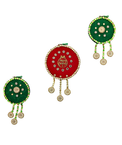 Sanskriti Christmas Wall Hanging Hand Beaded Tassel, Decoration, Gift Pack Of 3
