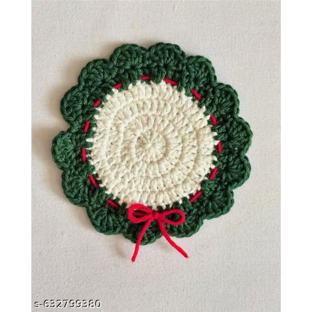Sanskriti 6 Pc Christmas Cup Coaster Set Crochet Holiday Tea Mug Mat Decor/Gift