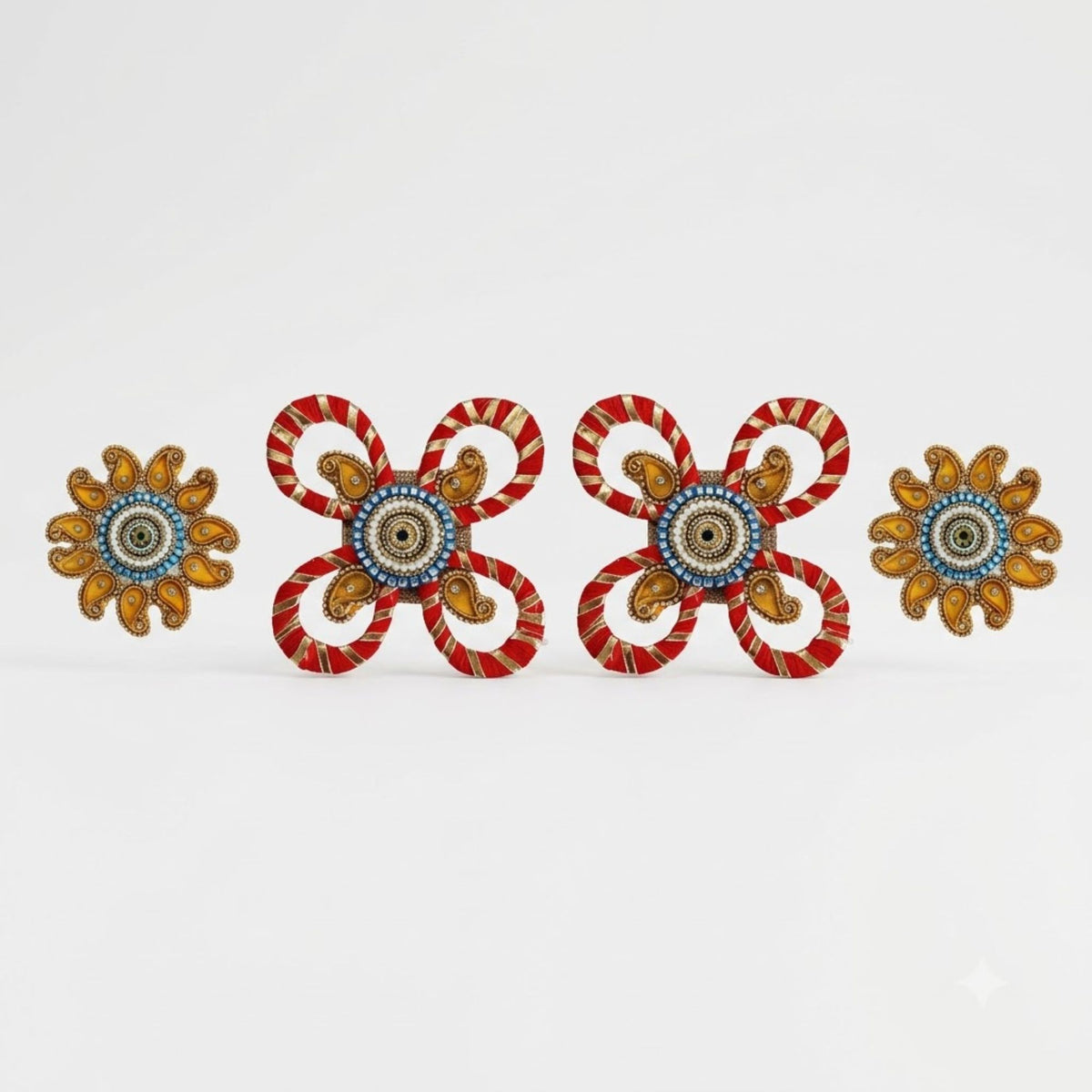 Sanskriti Handcraft Acrylic Kundan Rangoli Set 4pc – Reusable Diwali Floor Decor