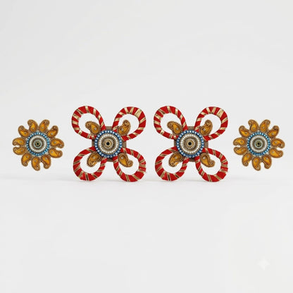 Sanskriti Handcraft Acrylic Kundan Rangoli Set 4pc – Reusable Diwali Floor Decor