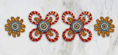 Sanskriti Handcraft Acrylic Kundan Rangoli Set 4pc – Reusable Diwali Floor Decor
