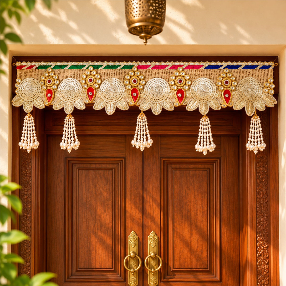 Sanskriti Handcrafed Jute Toran Door/Wall Hanging 1pc Reusable Diwali Bandanwar