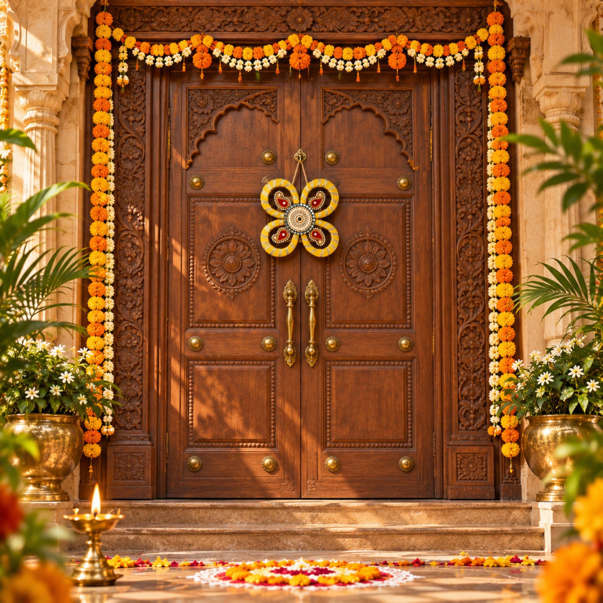 Sanskriti Handcraft Acrylic Kundan Rangoli Set 1pc – Reusable Diwali Floor Decor
