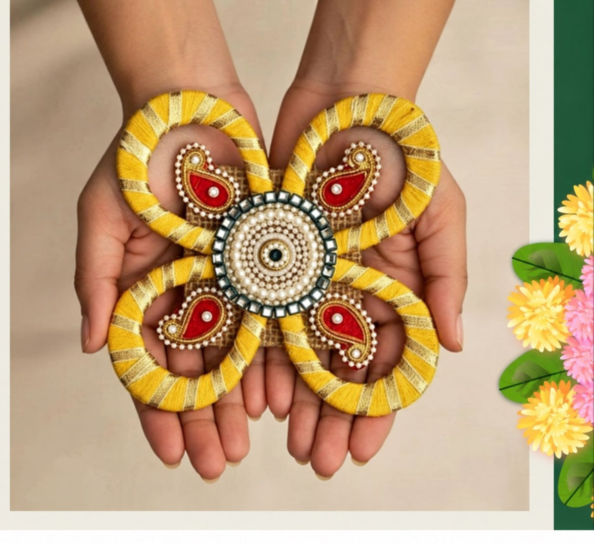 Sanskriti Handcraft Acrylic Kundan Rangoli Set 1pc – Reusable Diwali Floor Decor