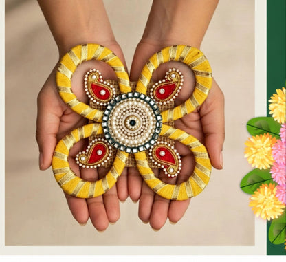 Sanskriti Handcraft Acrylic Kundan Rangoli Set 1pc – Reusable Diwali Floor Decor