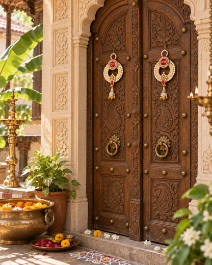 Sanskriti Handmade Shubh Labh Door Hanging 2pc Reusable Diwali Deco Latkan Toran