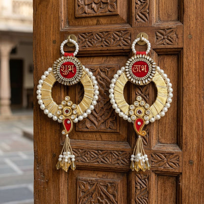 Sanskriti Handmade Shubh Labh Door Hanging 2pc Reusable Diwali Deco Latkan Toran