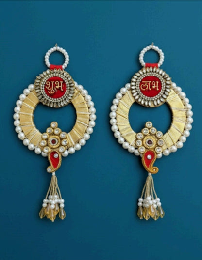 Sanskriti Handmade Shubh Labh Door Hanging 2pc Reusable Diwali Deco Latkan Toran