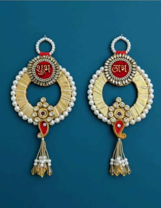 Sanskriti Handmade Shubh Labh Door Hanging 2pc Reusable Diwali Deco Latkan Toran