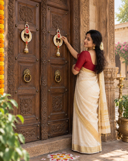 Sanskriti Handmade Shubh Labh Door Hanging 2pc Reusable Diwali Deco Latkan Toran