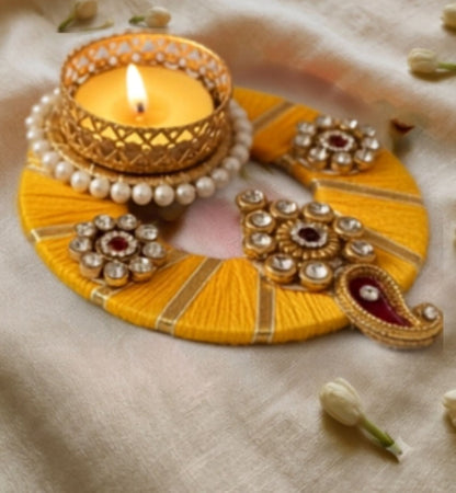 Sanskriti Handcraft Acrylic Kundan Rangoli Set 2pc – Reusable Diwali Floor Decor