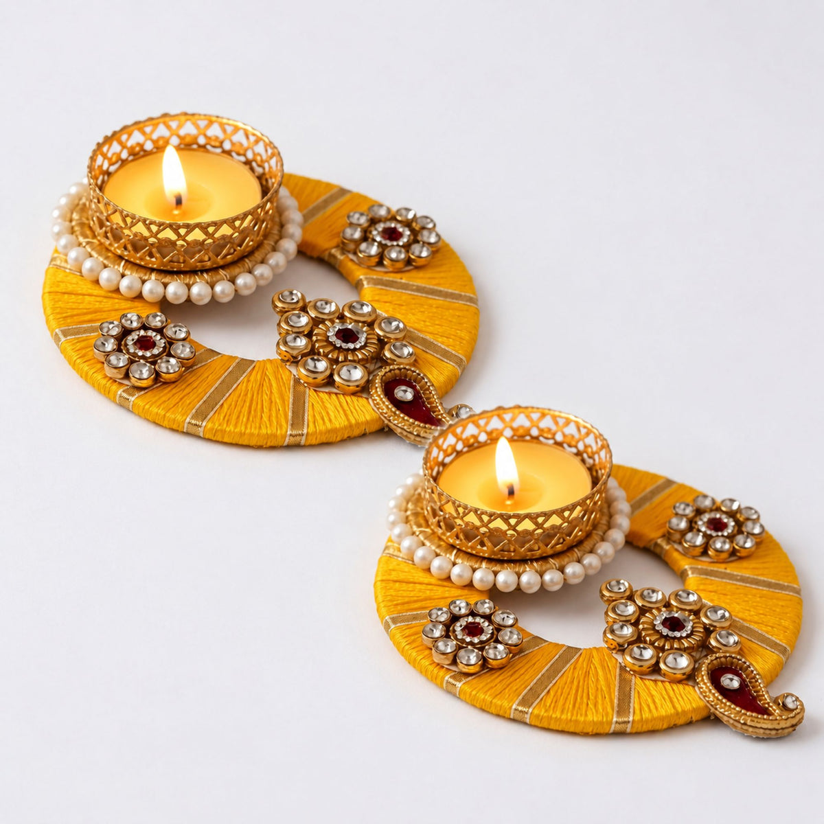 Sanskriti Handcraft Acrylic Kundan Rangoli Set 2pc – Reusable Diwali Floor Decor