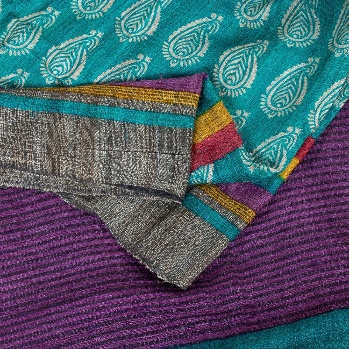 Sanskriti Vintage Blue Saree Handloom Cotton Floral Print Heritage 5+YD Sari