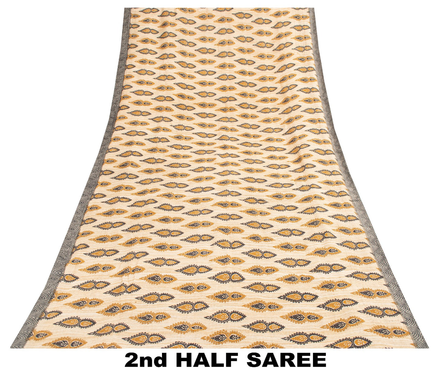 Sanskriti Vintage Ivory Heavy Indian Sarees 100% Pure Woolen Sustainable Fabric Printed Sari