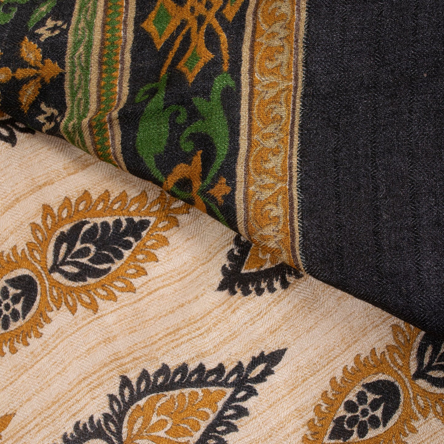 Sanskriti Vintage Ivory Heavy Indian Sarees 100% Pure Woolen Sustainable Fabric Printed Sari