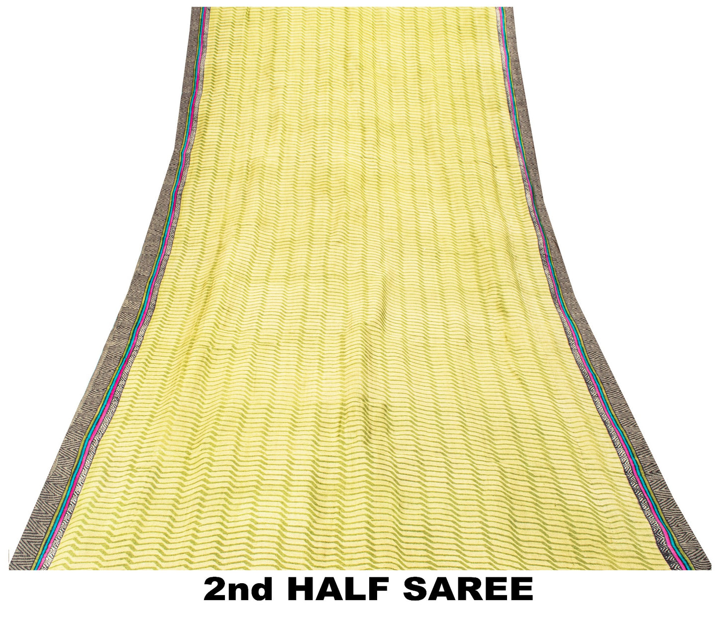 Sanskriti Vintage Soft Green Pure Woolen Saree Geometric Print Sari 5.5+YD Craft