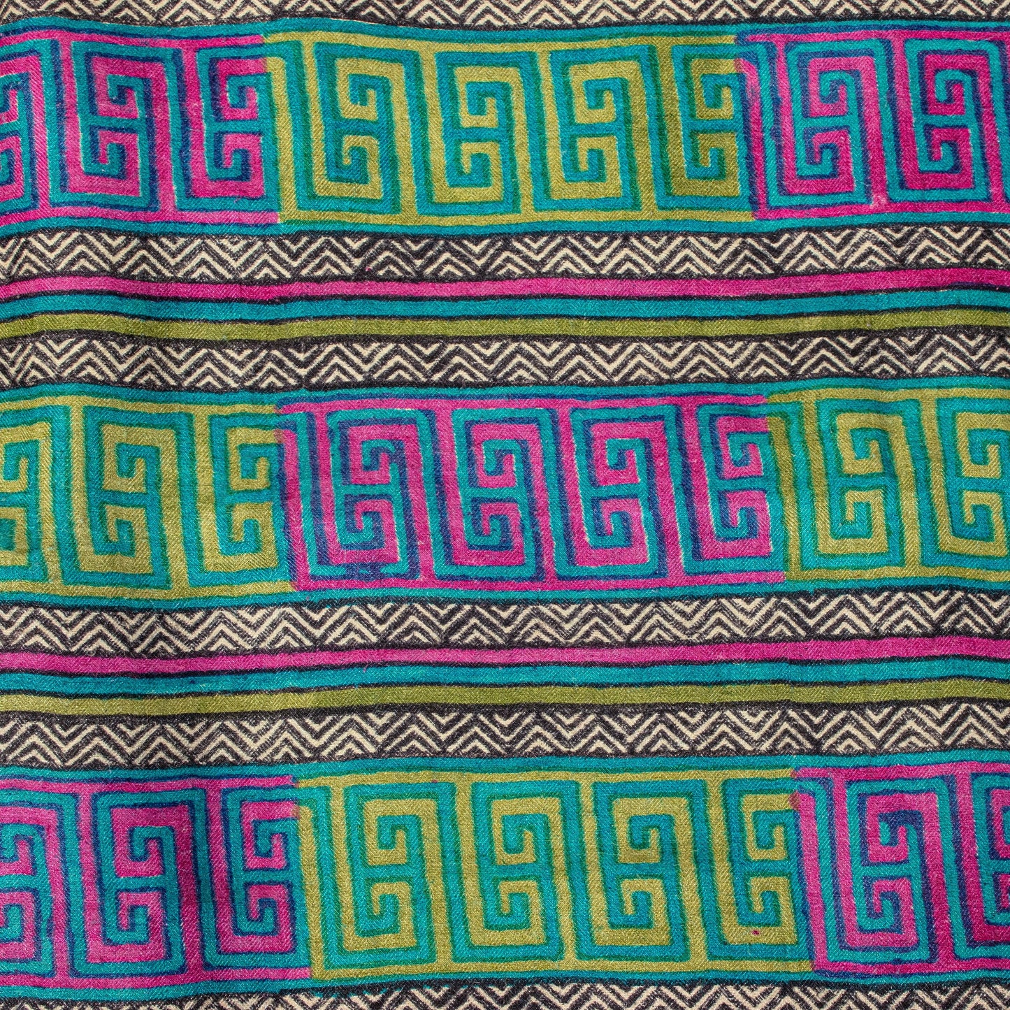 Sanskriti Vintage Soft Green Pure Woolen Saree Geometric Print Sari 5.5+YD Craft