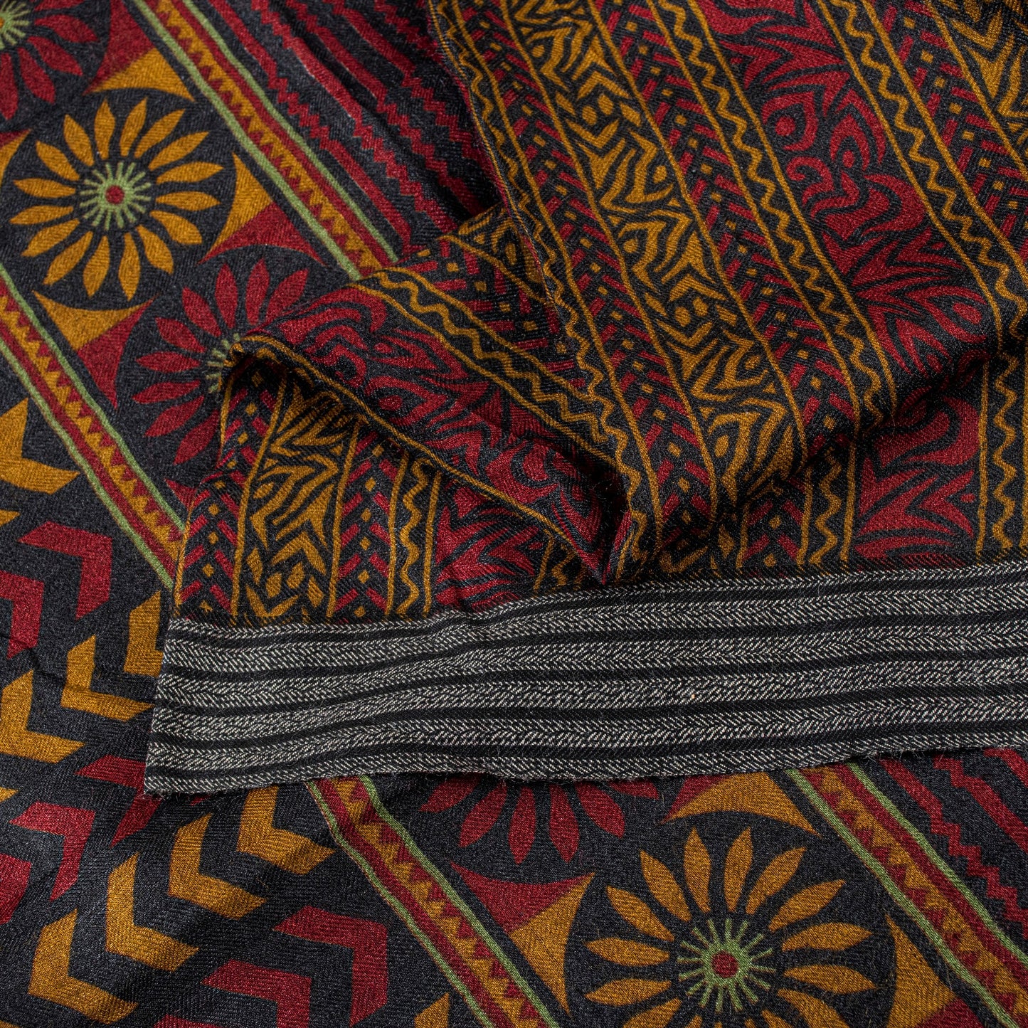 Sanskriti Vintage Soft Dark Red Saree Pure Woolen Floral Print Sari 6+YD Fabric