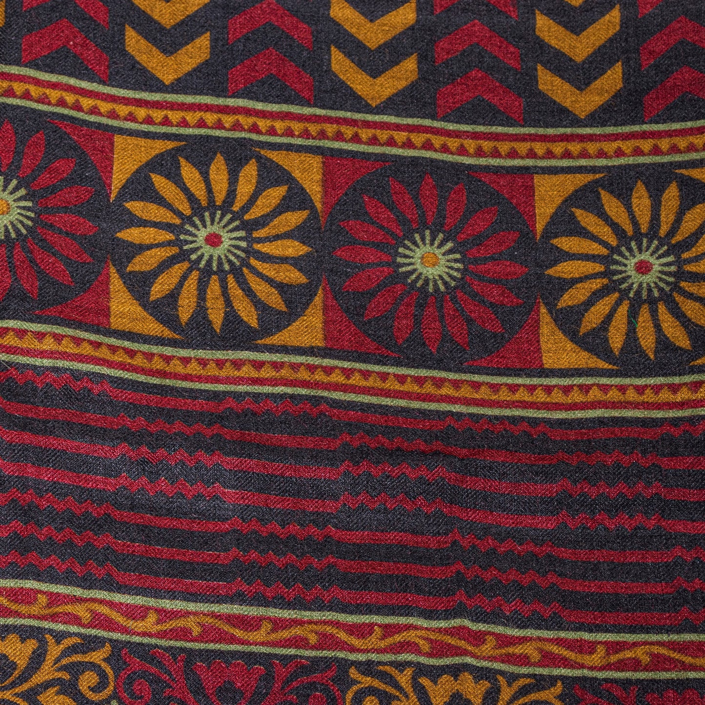 Sanskriti Vintage Soft Dark Red Saree Pure Woolen Floral Print Sari 6+YD Fabric