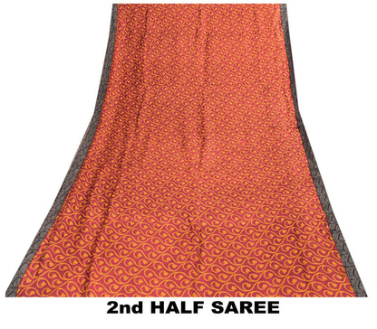 Sanskriti Vintage Purple Soft Sarees Pure Woolen Floral Print Sari 5.5+YD Fabric