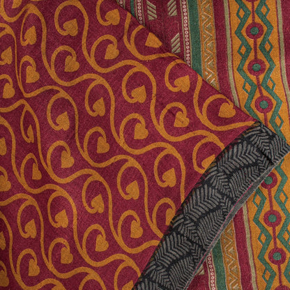 Sanskriti Vintage Purple Soft Sarees Pure Woolen Floral Print Sari 5.5+YD Fabric