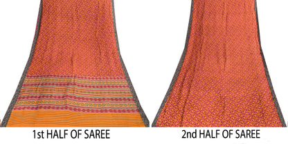 Sanskriti Vintage Purple Soft Sarees Pure Woolen Floral Print Sari 5.5+YD Fabric