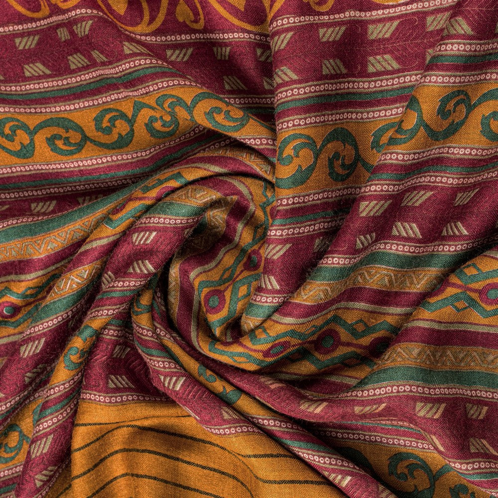 Sanskriti Vintage Purple Soft Sarees Pure Woolen Floral Print Sari 5.5+YD Fabric