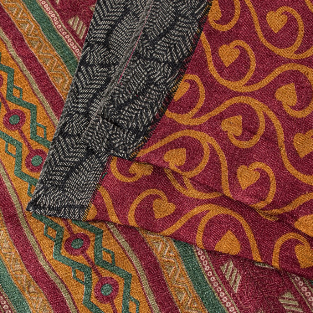 Sanskriti Vintage Purple Soft Sarees Pure Woolen Floral Print Sari 5.5+YD Fabric