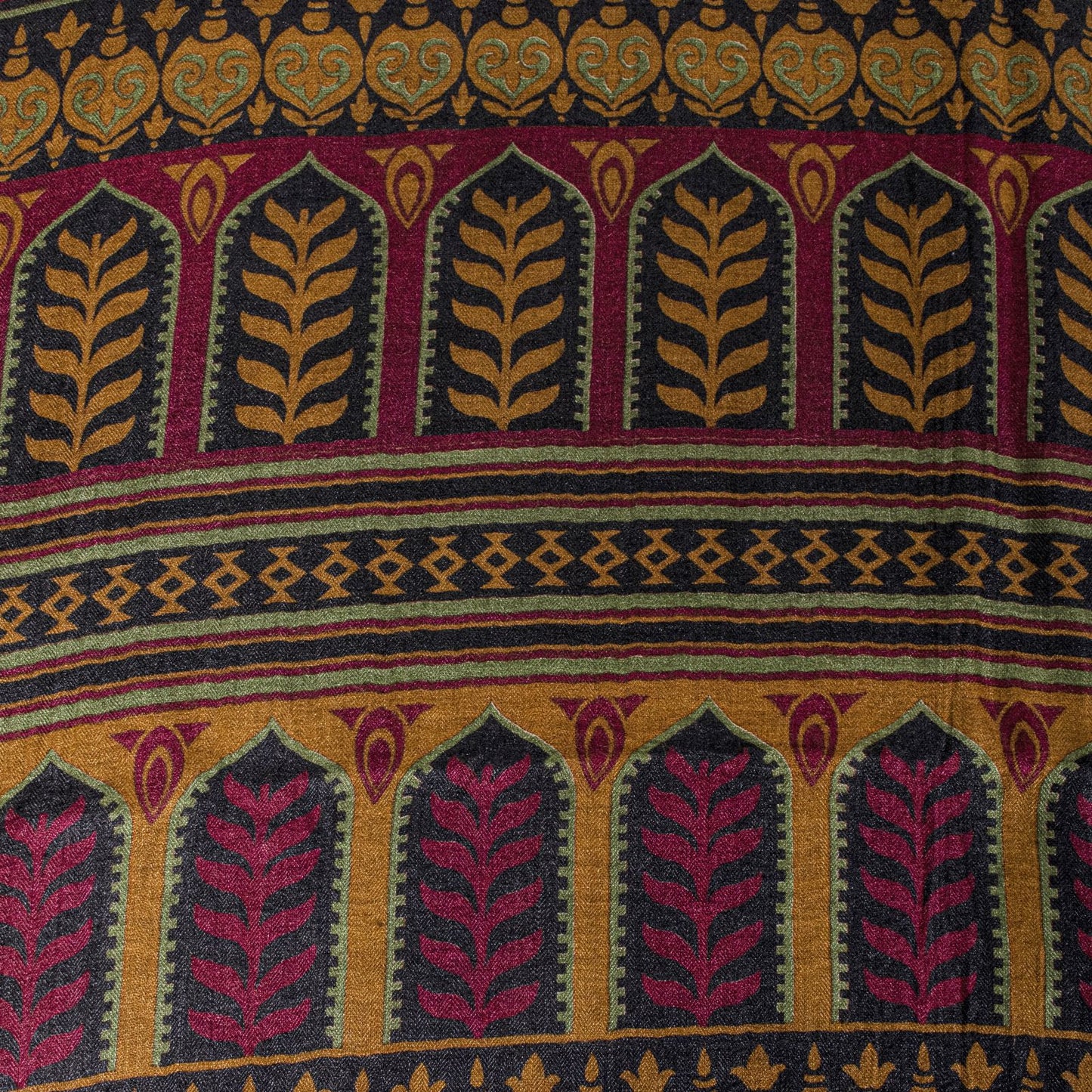 Sanskriti Vintage Soft Brown Pure Woolen Saree Leaf Printed Sari 5.5+YD Fabric
