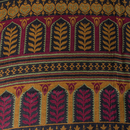 Sanskriti Vintage Soft Brown Pure Woolen Saree Leaf Printed Sari 5.5+YD Fabric