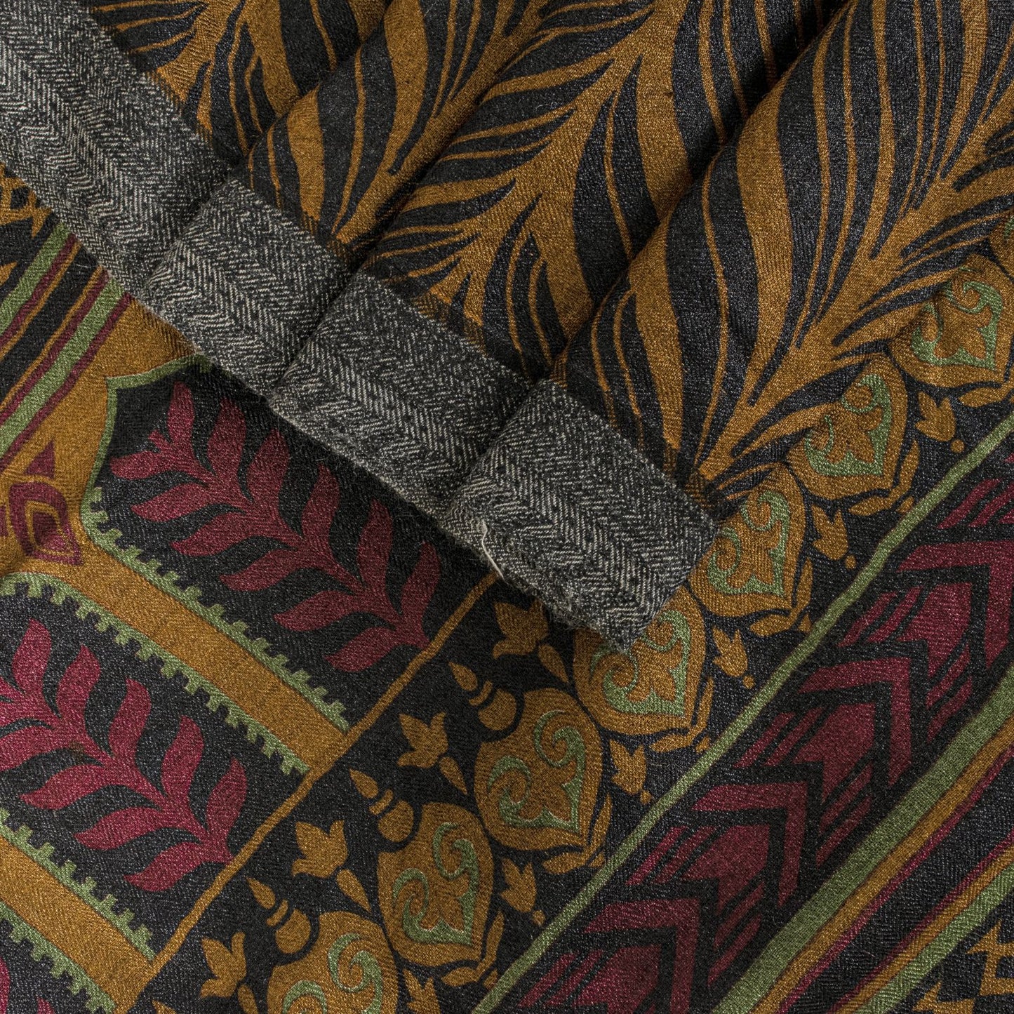 Sanskriti Vintage Soft Brown Pure Woolen Saree Leaf Printed Sari 5.5+YD Fabric