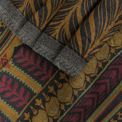 Sanskriti Vintage Soft Brown Pure Woolen Saree Leaf Printed Sari 5.5+YD Fabric