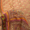 Sanskriti Vintage Soft Cream Pure Woolen Saree Block Print Embroidered Sari 5.5