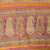 Sanskriti Vintage Soft Cream Pure Woolen Saree Block Print Embroidered Sari 5.5