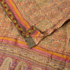 Sanskriti Vintage Soft Cream Pure Woolen Saree Block Print Embroidered Sari 5.5